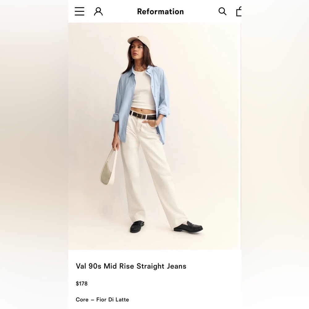 Reformation Val 90s Mid Rise Straight Jeans in 25